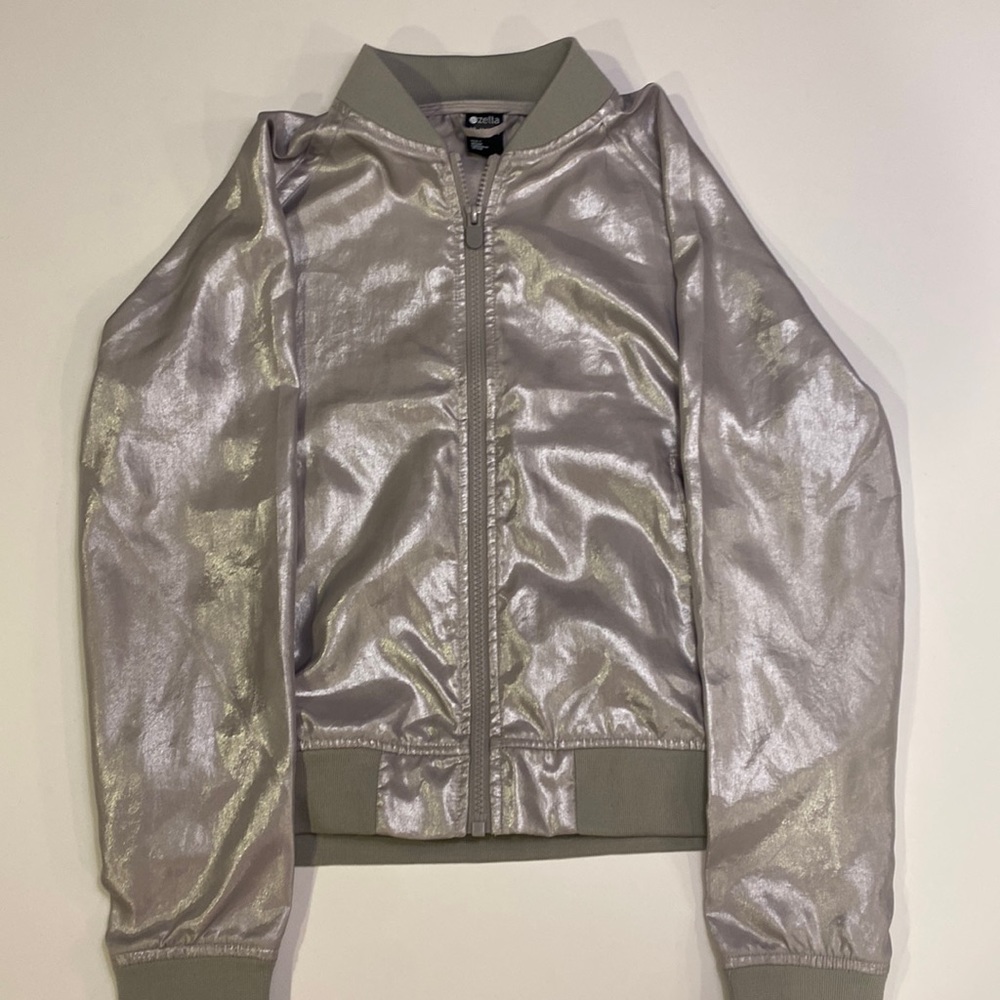 Zella platinum girls bomber jacket, like new!
